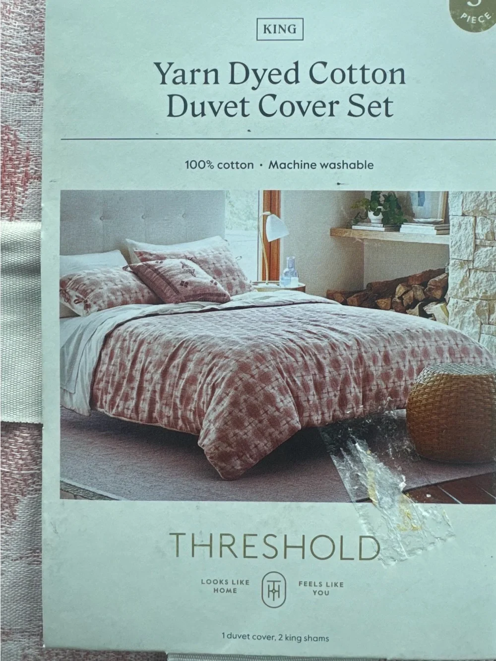 Threshold Yarn-Dyed Cotton Duvet Cover Set - Mauve Pink